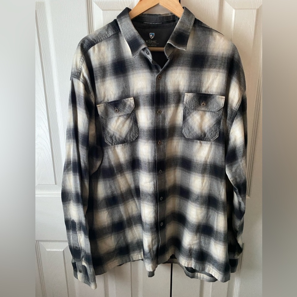 KÜHL Dillingr Black Sand‎ Plaid Tencel Blend Flannel Shirt XXXL
